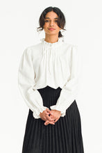 Load image into Gallery viewer, Pintuck Frill Neck Blouse | White