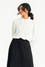 Load image into Gallery viewer, Pintuck Frill Neck Blouse | White