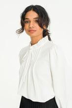 Load image into Gallery viewer, Pintuck Frill Neck Blouse | White