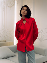 Load image into Gallery viewer, Cut out silk blouse | Red