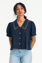 Load image into Gallery viewer, Sasha Embroidered Blouse | Navy