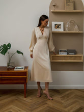 Load image into Gallery viewer, Puff sleeves midi dress | Beige