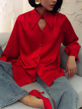Load image into Gallery viewer, Cut out silk blouse | Red