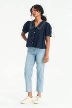 Load image into Gallery viewer, Sasha Embroidered Blouse | Navy