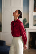 Load image into Gallery viewer, Bow silk blouse | Red