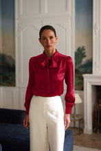 Load image into Gallery viewer, Bow silk blouse | Red