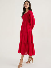 Load image into Gallery viewer, Cotton Smocked Maxi Dress | Red