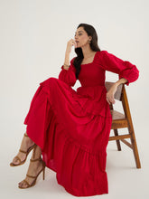 Load image into Gallery viewer, Cotton Smocked Maxi Dress | Red