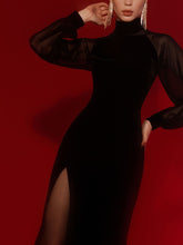Load image into Gallery viewer, High neck velvet midi dress
