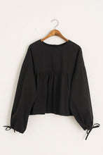 Load image into Gallery viewer, Tie sleeves balloon blouse | Black