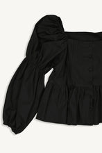 Load image into Gallery viewer, Peplum puff blouse | Black