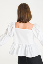 Load image into Gallery viewer, Peplum puff blouse | White