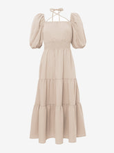 Load image into Gallery viewer, Lantern sleeve tiered midi dress
