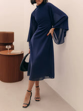 Load image into Gallery viewer, Flared sleeves chiffon dress