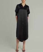Load image into Gallery viewer, Black Silk Shirt Dress
