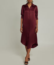 Load image into Gallery viewer, Burgundy Silk Shirt Dress
