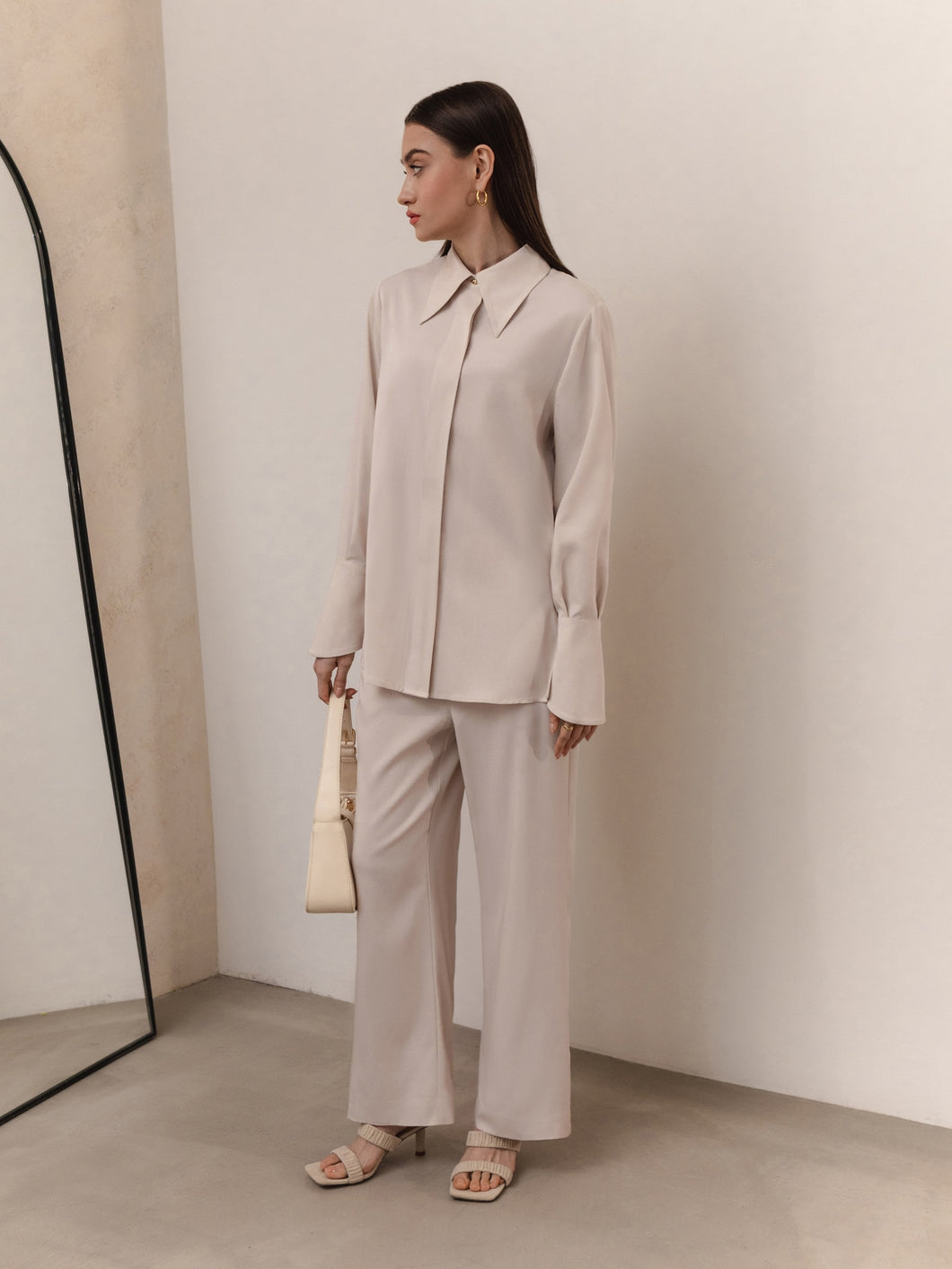 Silk loose shirt | Cream