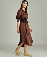 Load image into Gallery viewer, Espresso Silk Shirt Dress
