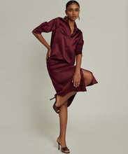 Load image into Gallery viewer, Burgundy Silk Shirt Dress
