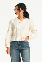 Load image into Gallery viewer, Chiyo Flower Embroidered Blouse | Ivory
