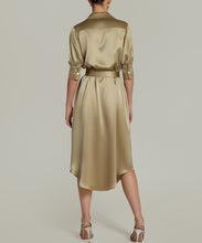 Load image into Gallery viewer, Olive Silk Shirt Dress
