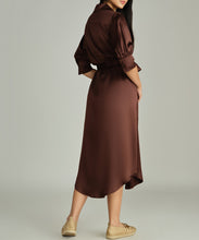 Load image into Gallery viewer, Espresso Silk Shirt Dress
