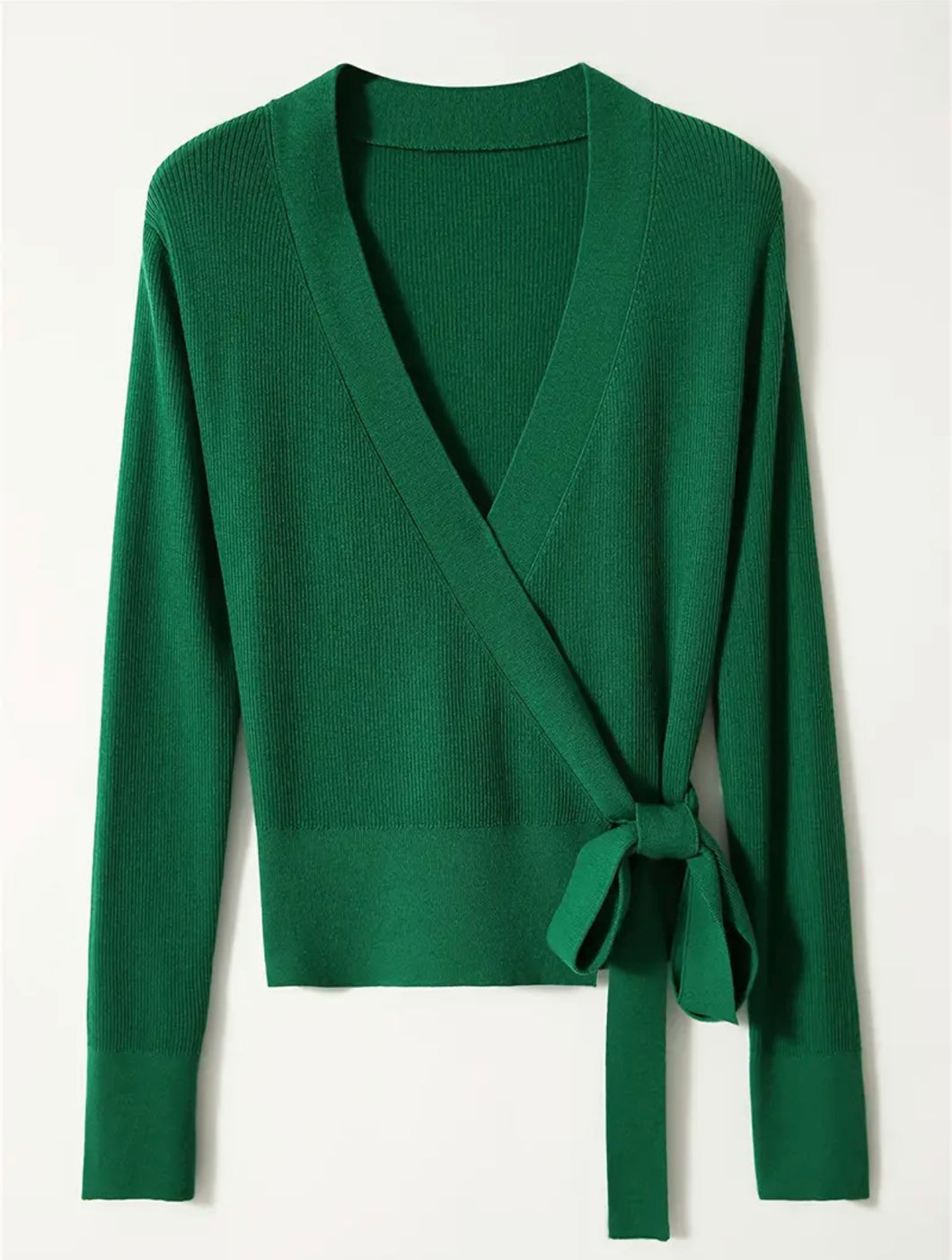 V -neck knitted cardigan | Green