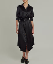 Load image into Gallery viewer, Black Silk Shirt Dress
