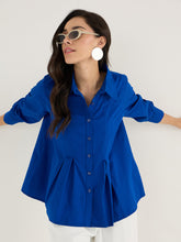 Load image into Gallery viewer, Pleated airline cotton shirt | Blue
