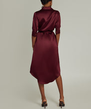 Load image into Gallery viewer, Burgundy Silk Shirt Dress

