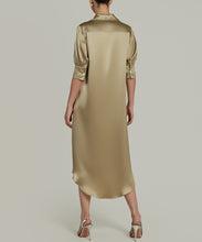 Load image into Gallery viewer, Olive Silk Shirt Dress
