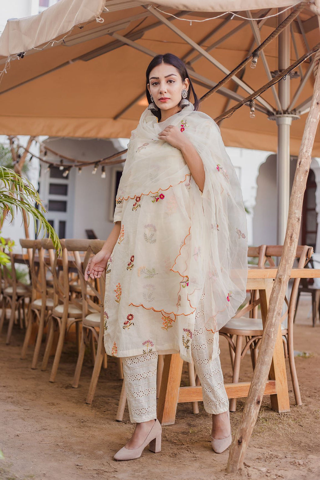 2 pc Floral embroidered | Stitched