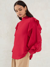 Load image into Gallery viewer, Ruffled cotton top | Red
