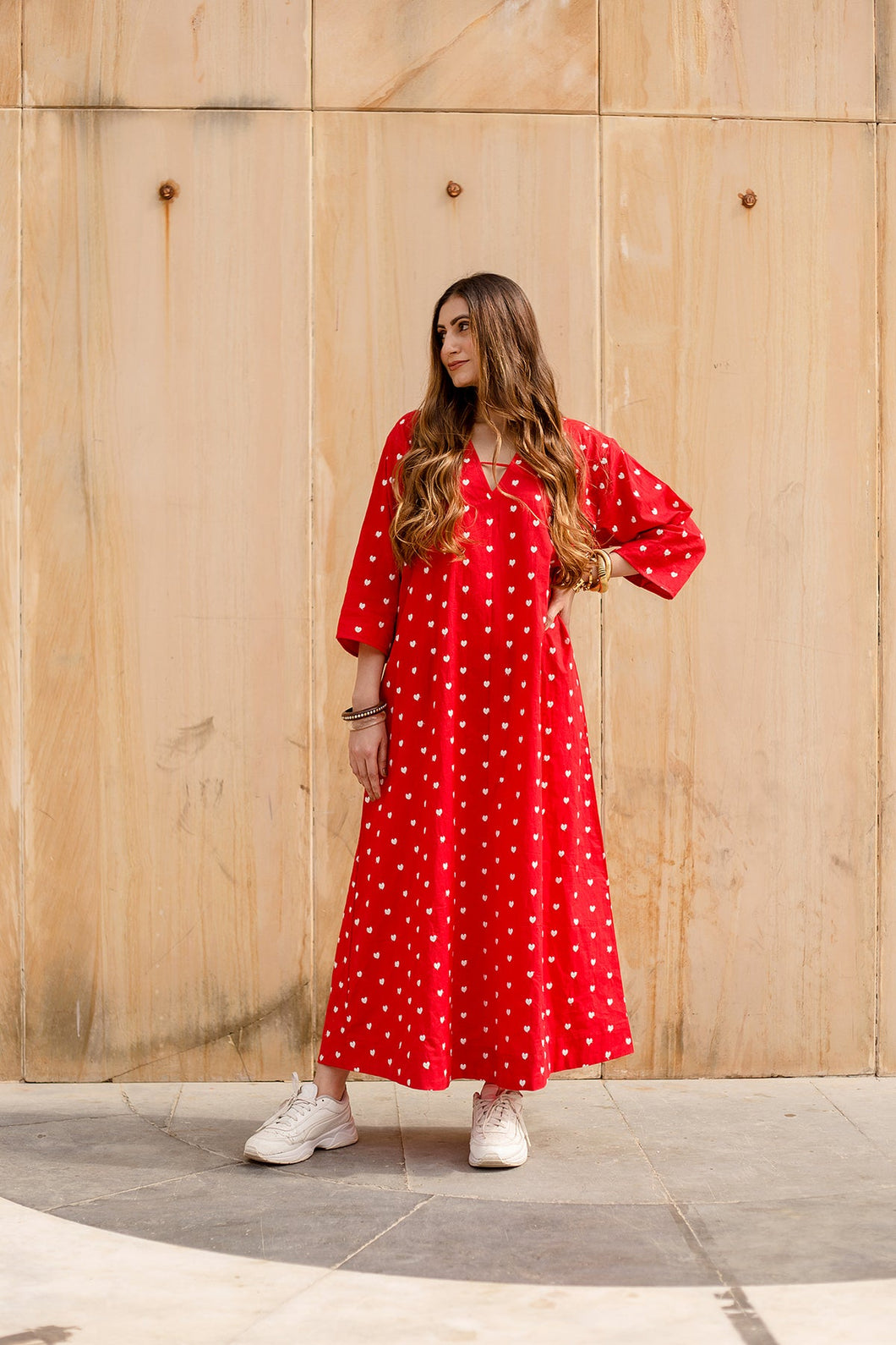 Dil embroidered dress | Red