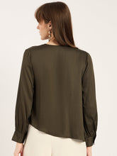 Load image into Gallery viewer, Asymmetrical silk top | Olive
