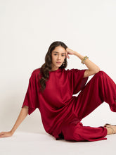 Load image into Gallery viewer, Asymmetric silk co ord set | Red
