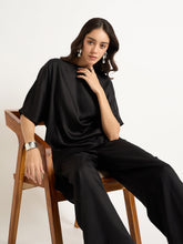 Load image into Gallery viewer, Asymmetric silk co ord set |Black
