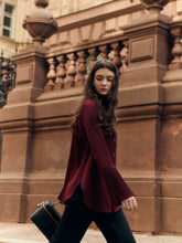 Load image into Gallery viewer, Pleated cuff silk shirt | Maroon
