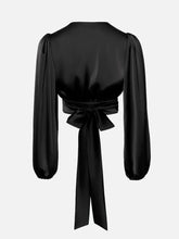 Load image into Gallery viewer, Silk wrap top | Black
