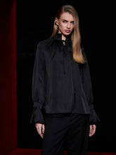 Load image into Gallery viewer, Silk blouse with tie up collar
