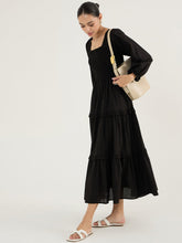 Load image into Gallery viewer, Cotton Smocked Maxi Dress| Black
