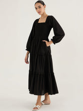 Load image into Gallery viewer, Cotton Smocked Maxi Dress| Black
