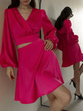 Load image into Gallery viewer, Silk wrap top | Hot pink
