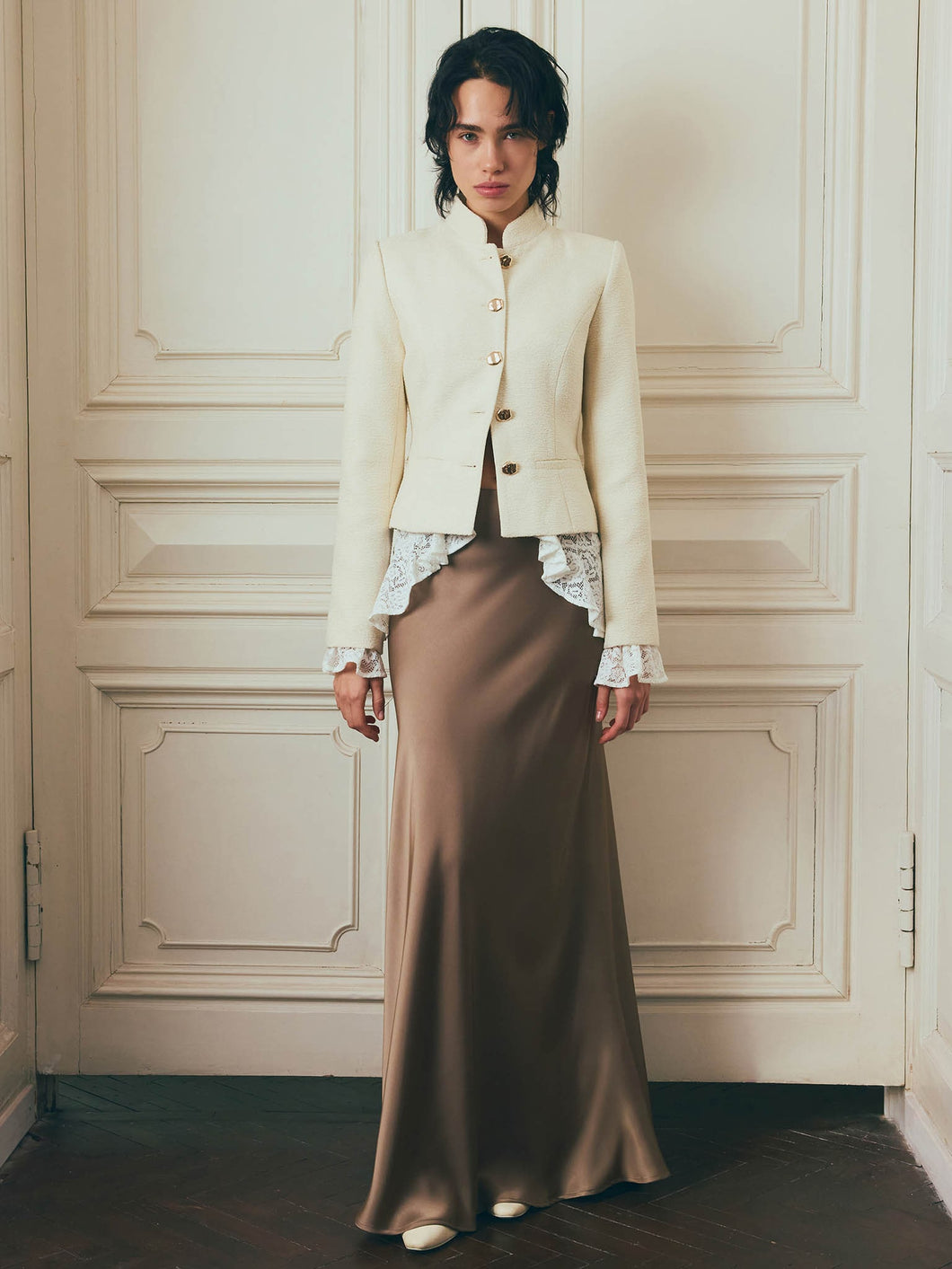 Flared floor length skirt | Coffee