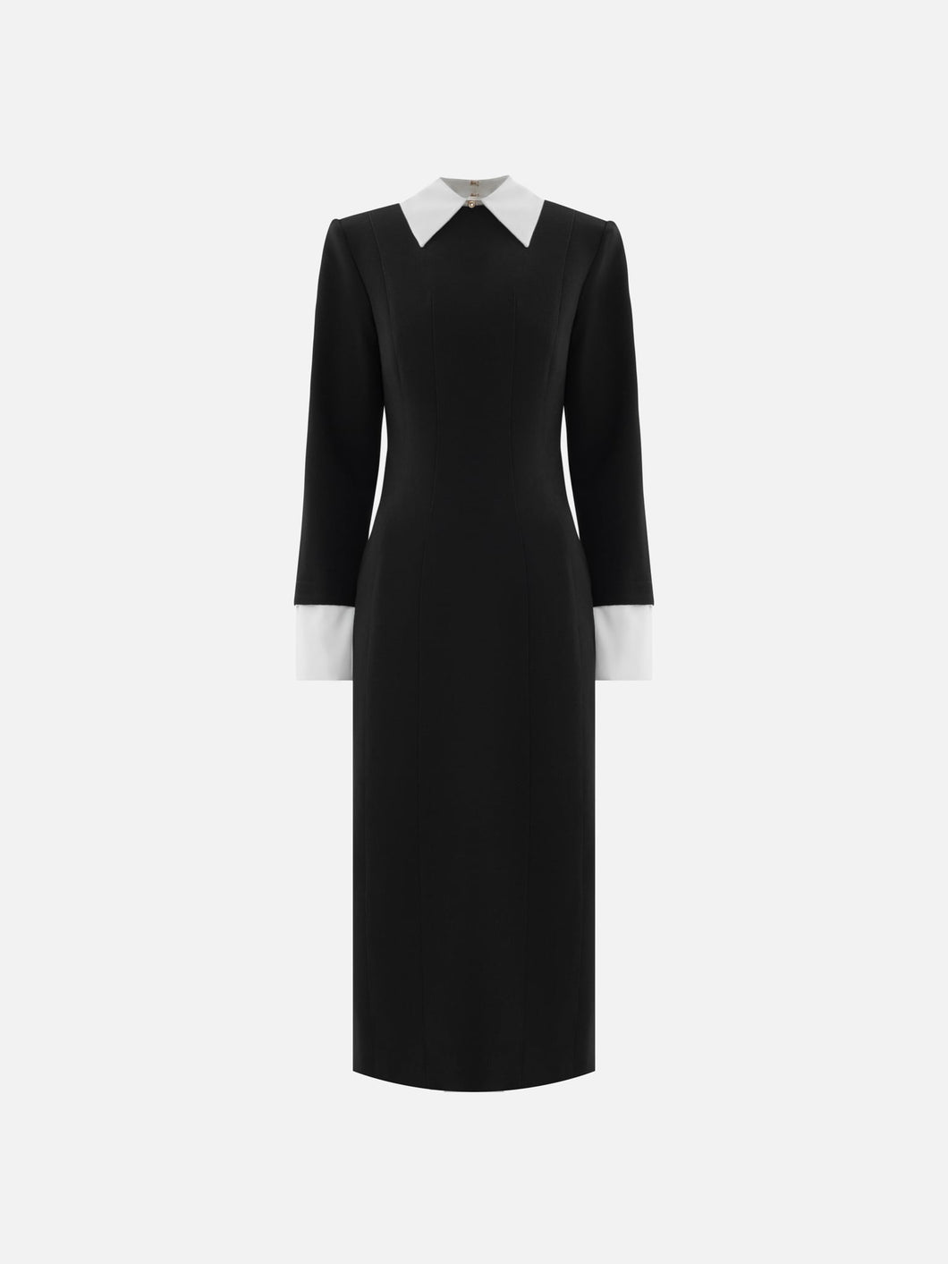 Midi dress with contrasting collar