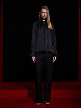 Load image into Gallery viewer, Silk blouse with tie up collar
