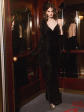 Load image into Gallery viewer, Velvet maxi dress with thin straps
