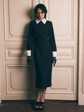 Load image into Gallery viewer, Midi dress with contrasting collar
