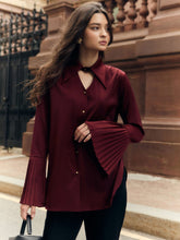 Load image into Gallery viewer, Pleated cuff silk shirt | maroon
