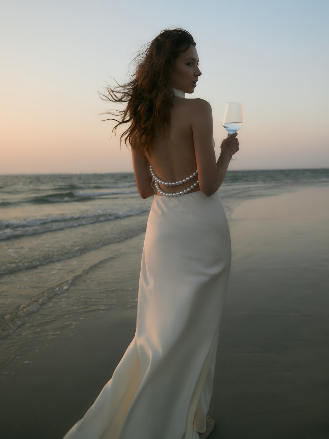 Pearl silk maxi dress | Cream